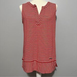 Jones New York Top Red Stripe Popover Size L